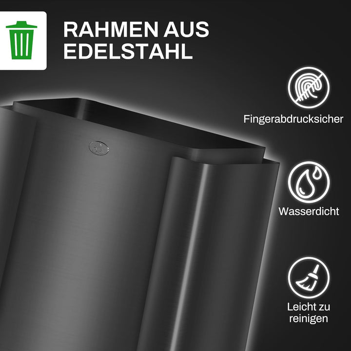 HOMCOM Mülleimer Küche 3 x 15 L Treteimer mit Softclose-Deckel und Pedal Mülltrennsystem 3 Fächer in