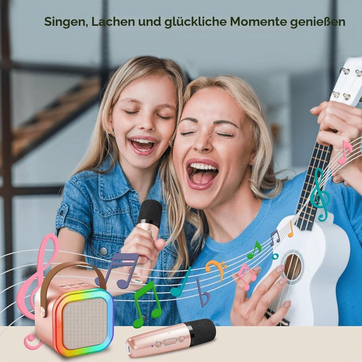 Kinder Karaoke Maschine mit 2 Mikrofonen HiFi Bluetooth Karaoke Mikrofon Spielzeug Geschenk für Jung
