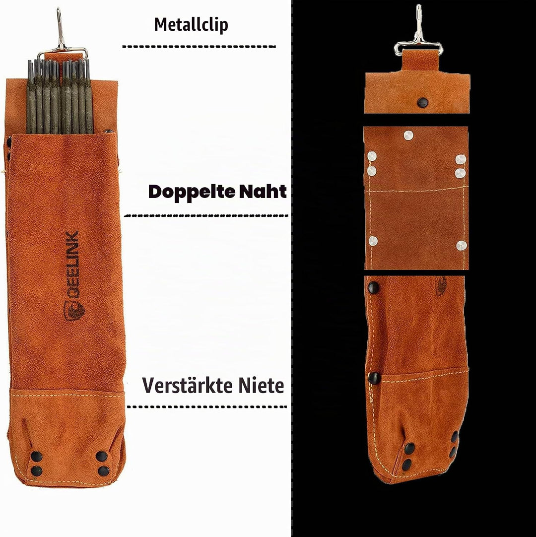 QeeLink Schweisserschürze Leder mit 6 Taschen, Lederschürze – Flammhemmende &amp; Hitzebeständige Arbeit