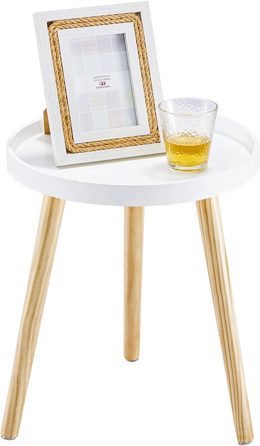 APICIZON Beistelltisch Rund, Kleiner Tisch, 38 x 45cm, Wohnzimmertisch, Blumenhocker mit Beinen aus