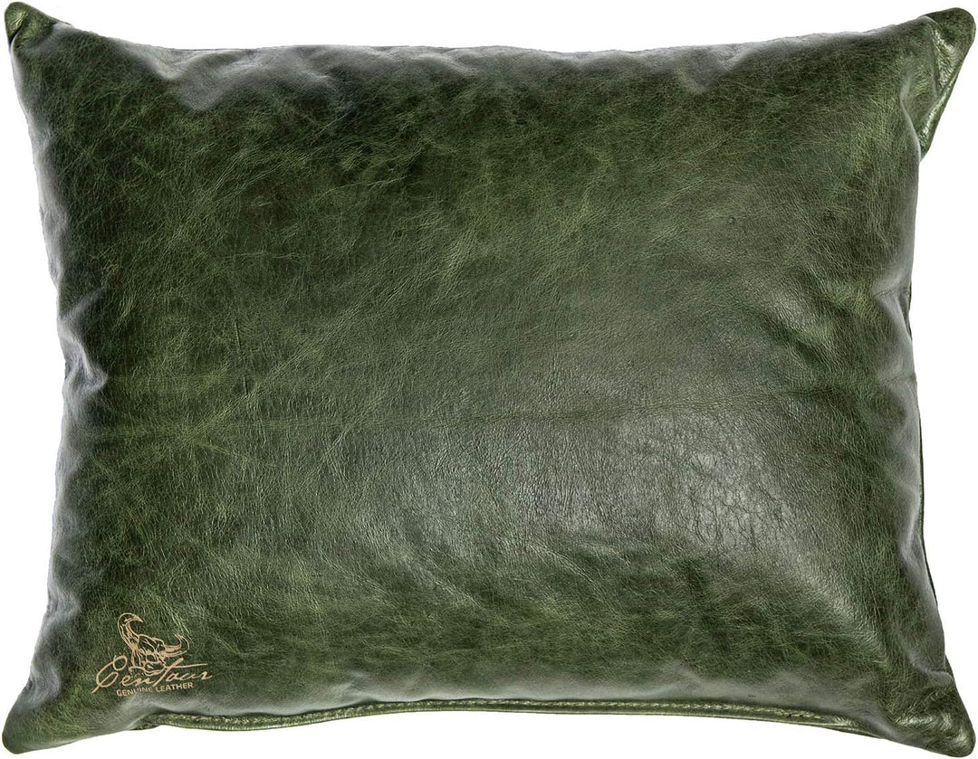 Centaur - Deko Lederkissen 50 x 40 cm für Sofa oder Schlafzimmer smaragdgrün - Echt Leder Kissen Ech