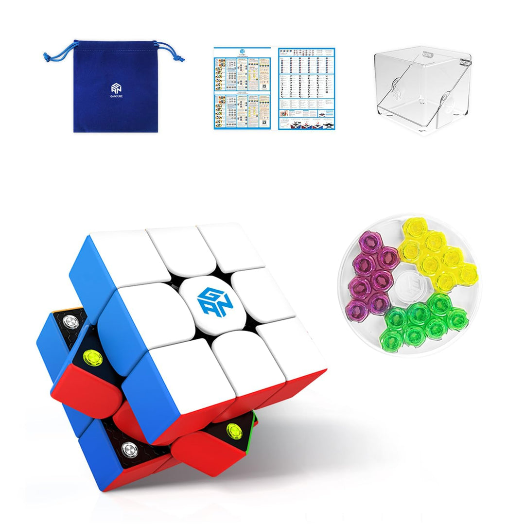 GAN 356M-High Zauberwürfel Magnetwürfel 3x3, Magischer Würfel mit 4 GES Extra Austauschbares Zubehör