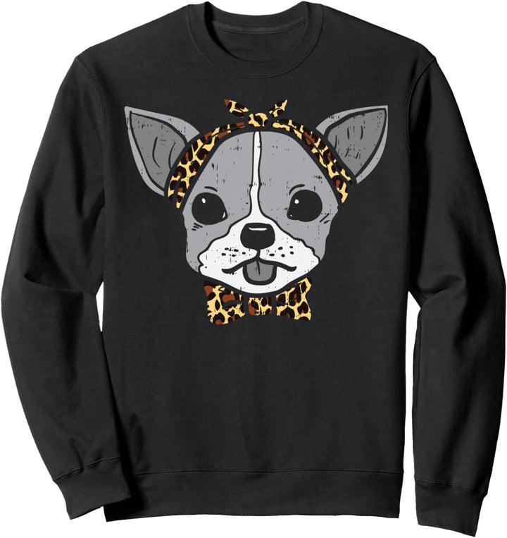 Chihuahua Leopard Print Bandana Chiwawa Dog Lover Women Gift Sweatshirt