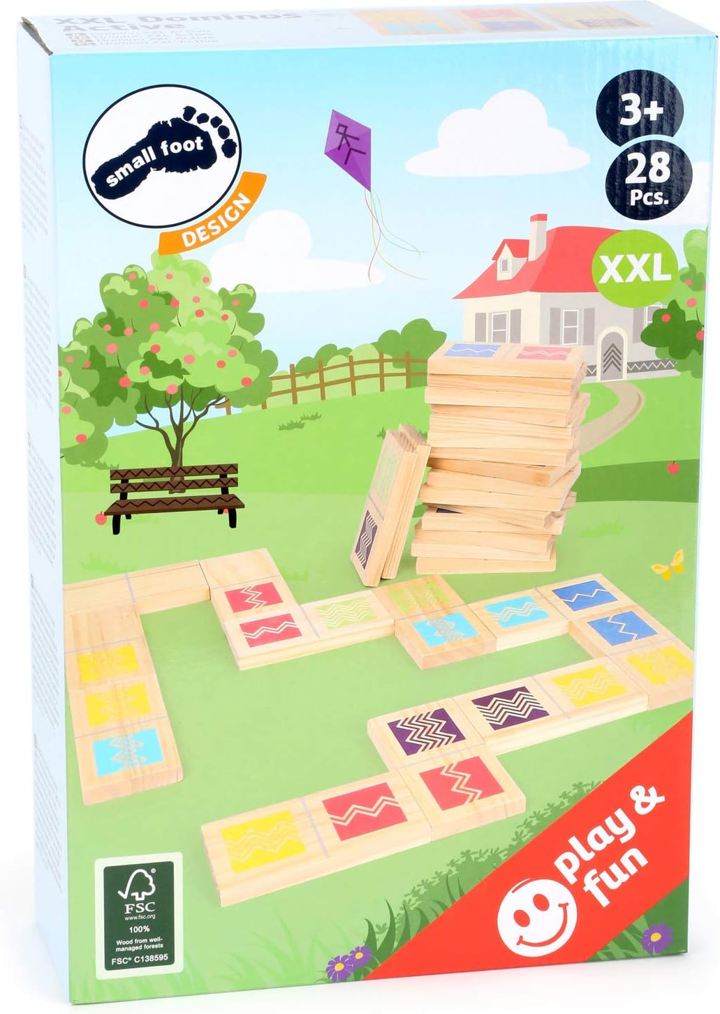 small foot Domino XXL Active aus FSC 100%-zertifiziertem Holz, Outdoor-Spiel für Erwachsene und Kind