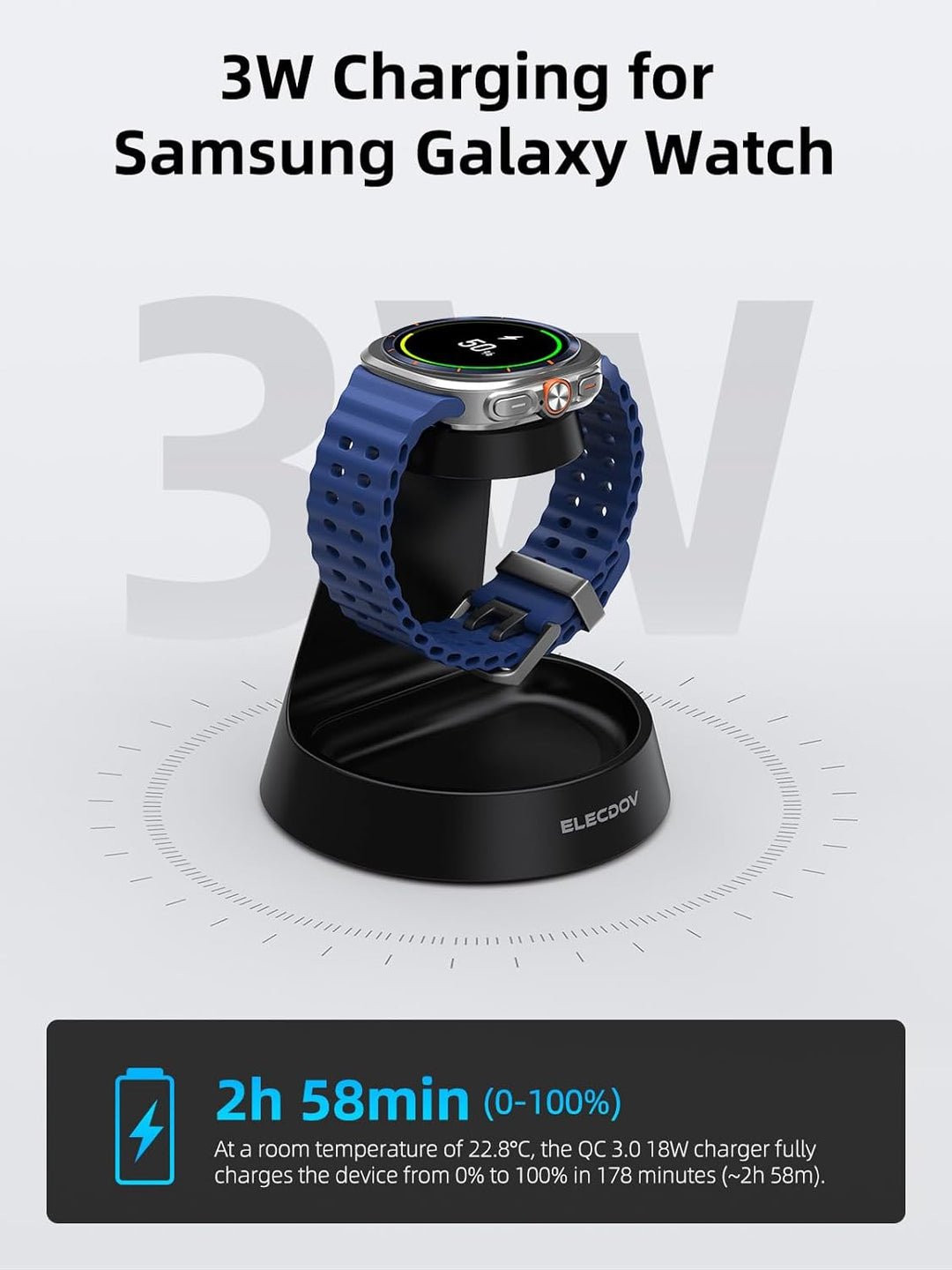 Ladestation für Samsung Galaxy Watch, Uhrenladegerät für Samsung Watch 8 Ladegerät-Ständer und Nacht