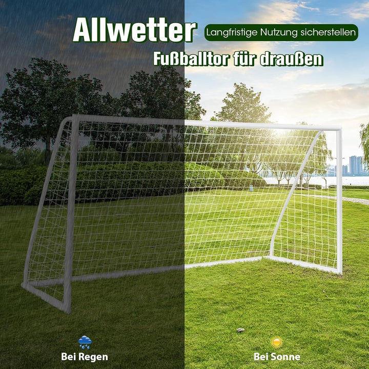 COSTWAY Fussballtor, Fussballtore Garten wetterfest, Fussballtor mit hochfestem Netz &amp; Metallrahmen
