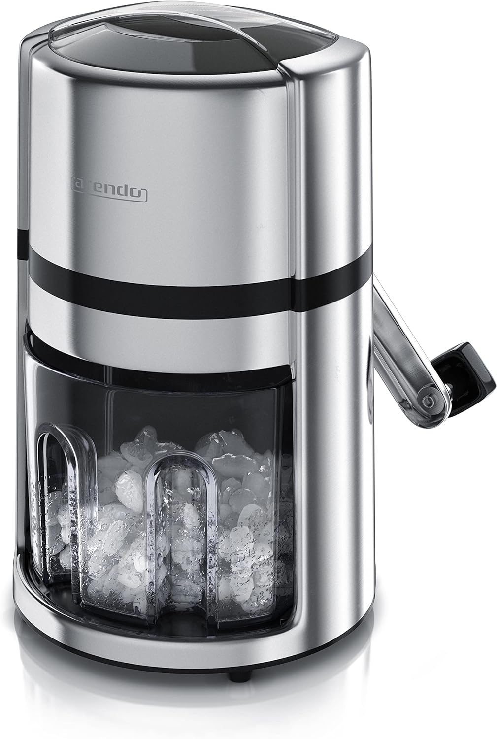 Arendo - Ice Crusher Edelstahl 1,1 L manuell – Eiszerkleinerer – Eiscrusher zum Kühlen und Frischhal