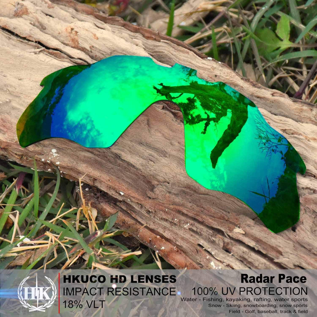 HKUCO verstärken Männer Ersatzgläser für Oakley Radar Pace Rot/Schwarz/Emerald Grün Sunglasses