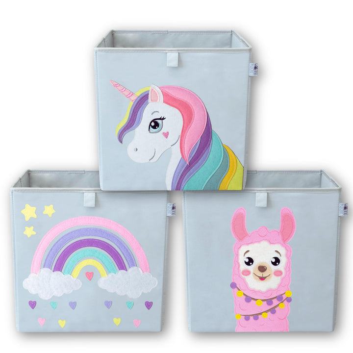wonneklein Aufbewahrungsbox Kinder - 33x33x33 cm - Faltbare Spielzeugkiste mit Tiermotiv - Ordnungsb