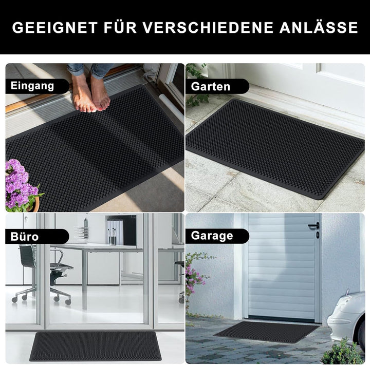 Fowooyeen Fussmatte, Silikon Schmutzfangmatte Aussen und Innen, rutschfeste Türmatte mit Noppen, Was