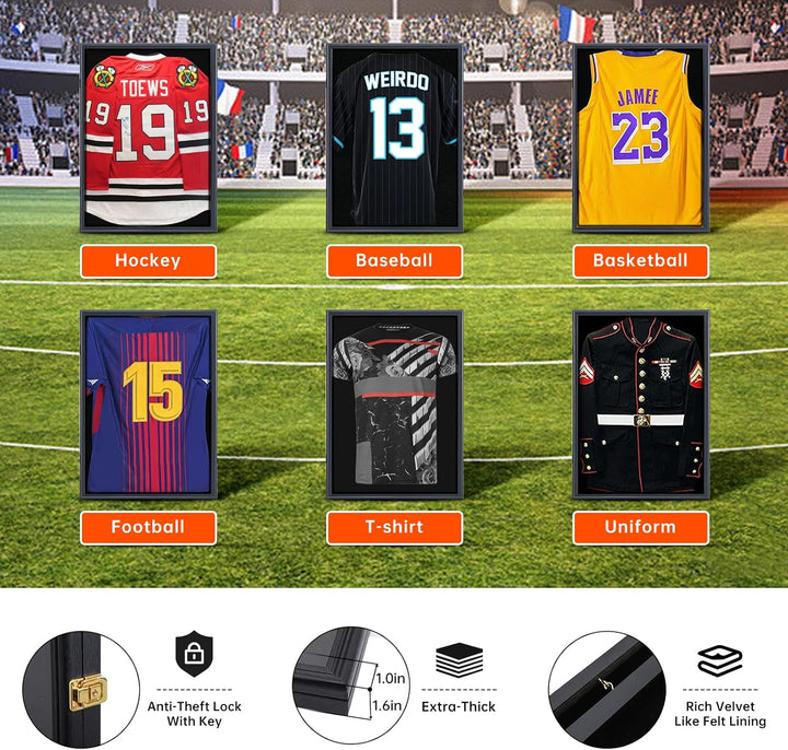 Nice C Jersey Frame Display Case Large Shadow Box Sports Jersey Display Case with 98% UV Protection,