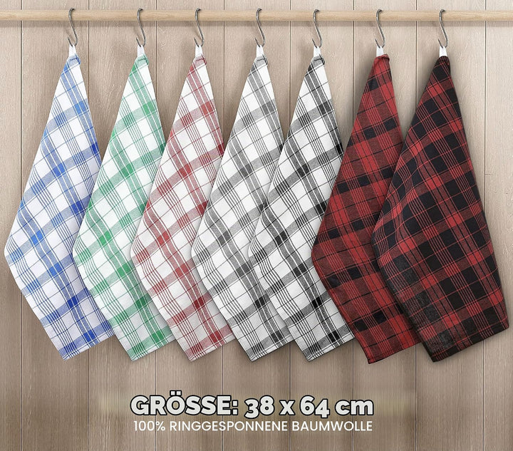 Utopia Towels 12er Karierte Geschirrtücher, 38 x 64 cm, 100% ringgesponnene Baumwolle, super saugfäh