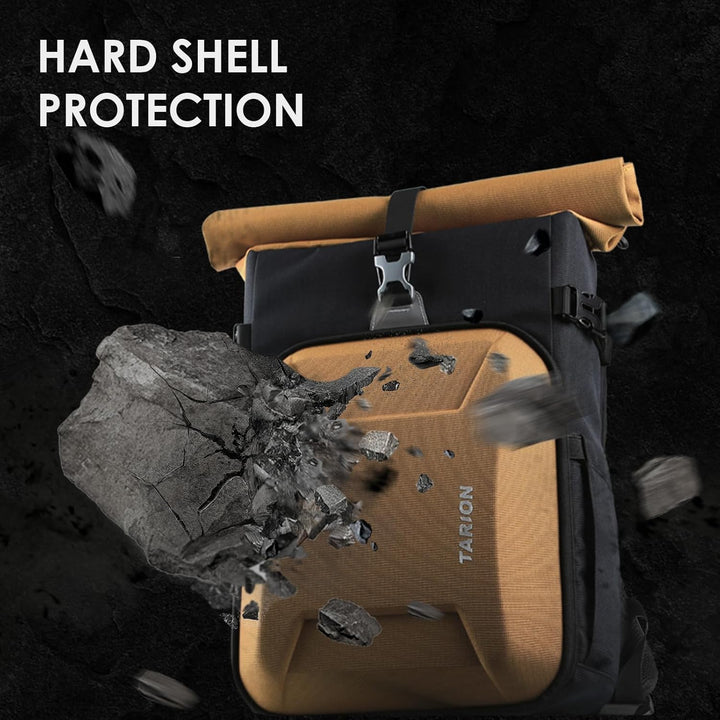 TARION Kamerarucksack Rolltop Fotorucksack mit Hartschale: Professionelle Kameratasche Spiegelreflex