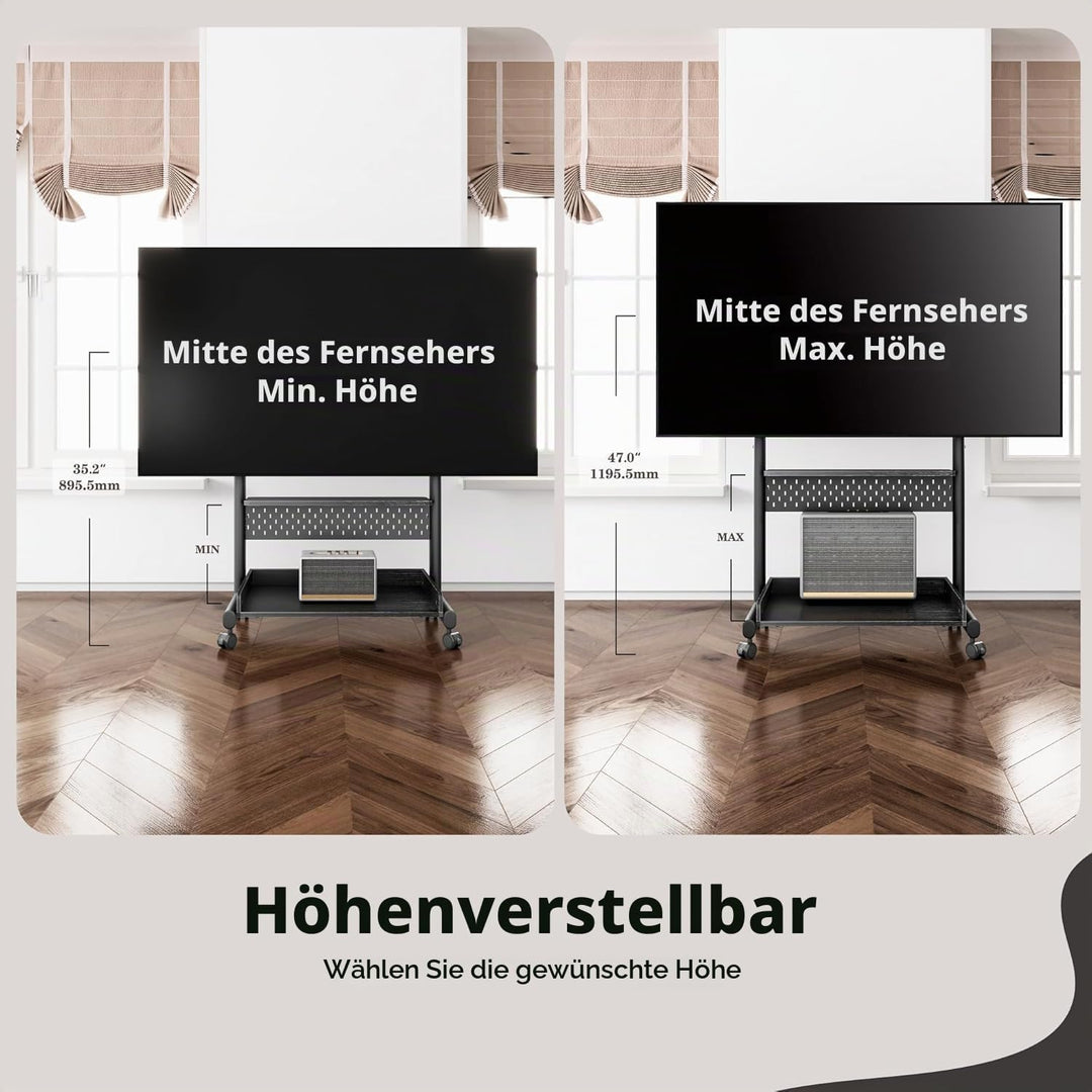 FITUEYES TV Ständer Rollbar Fernsehständer mit Rollen Bodenständer TV Rollwagen für 40-85 Zoll Ferns