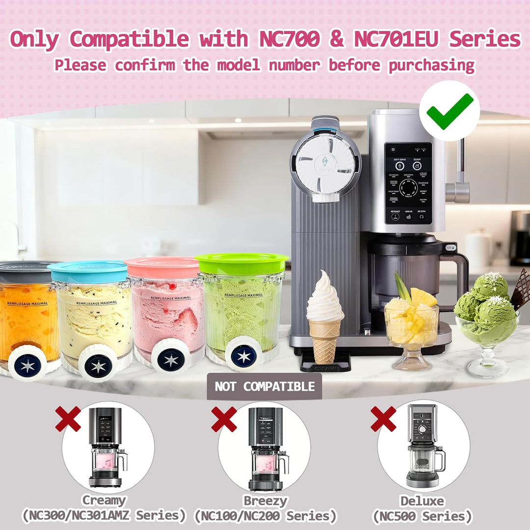 4 StüCk Behälter für Ninja Creami Swirl NC700 NC701EU Serie, 480 ML Eiscremebehälter Eismaschine Zub