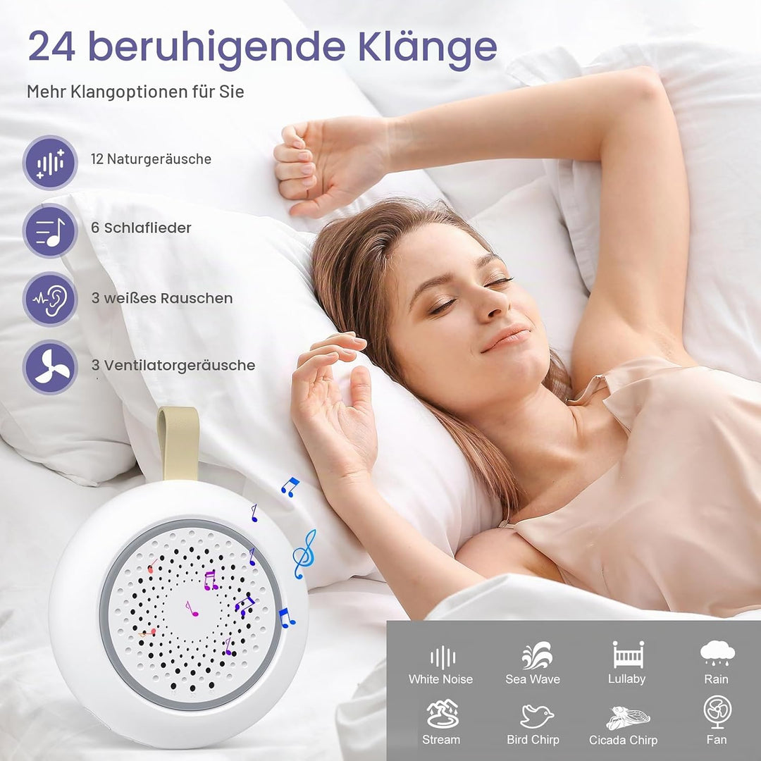 White Noise Machine Baby, Enschlafhilfe babys mit 24 Beruhigende Klänge &amp; 3 Helligkeit Warmweisse Na