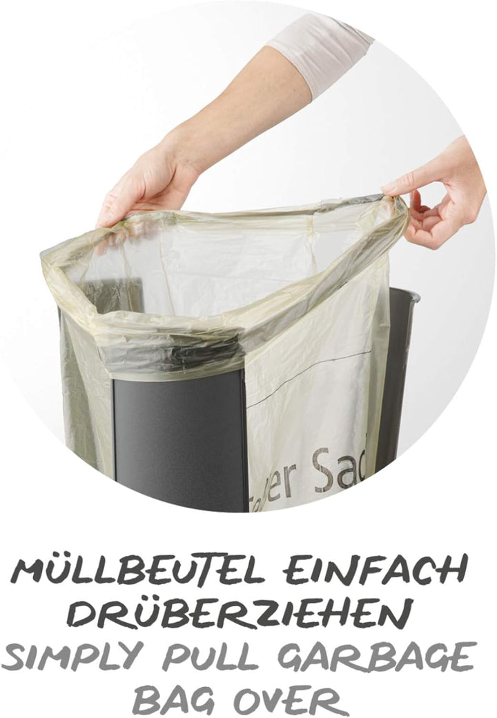 Rotho Fabu Müllsackständer gelber Sack mit Deckel, Kunststoff (PP recycelt) BPA-frei, anthrazit, (40