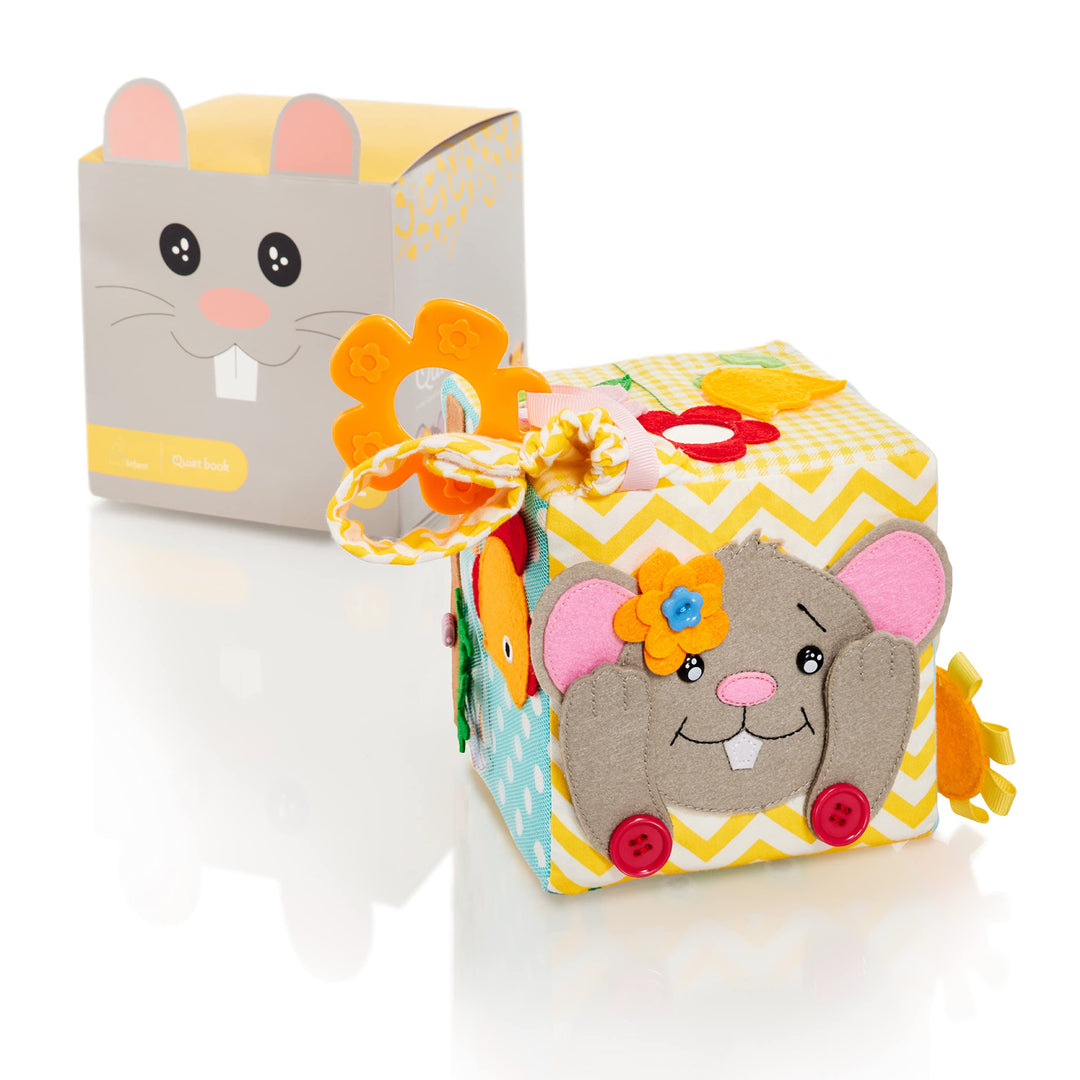 litfant® Original Busy Cube - Maus Mathilda | Der interaktive Motorikwürfel zur Förderung von Motori
