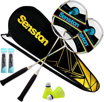 Senston Graphit Badminton Set Carbon Profi Badmintonschläger Leichtgewicht Badminton Schläger Federb