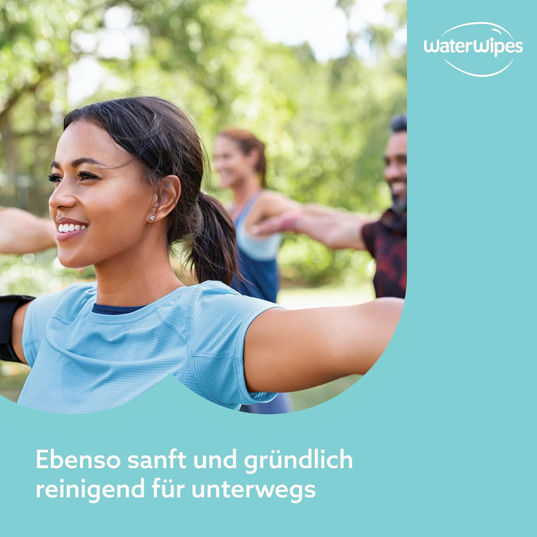 WaterWipes Sensitive+ On The Go Wipes, Unterwegs-Tücher, 224 Stück (8 Packungen), 3-in-1 reinigt, pf