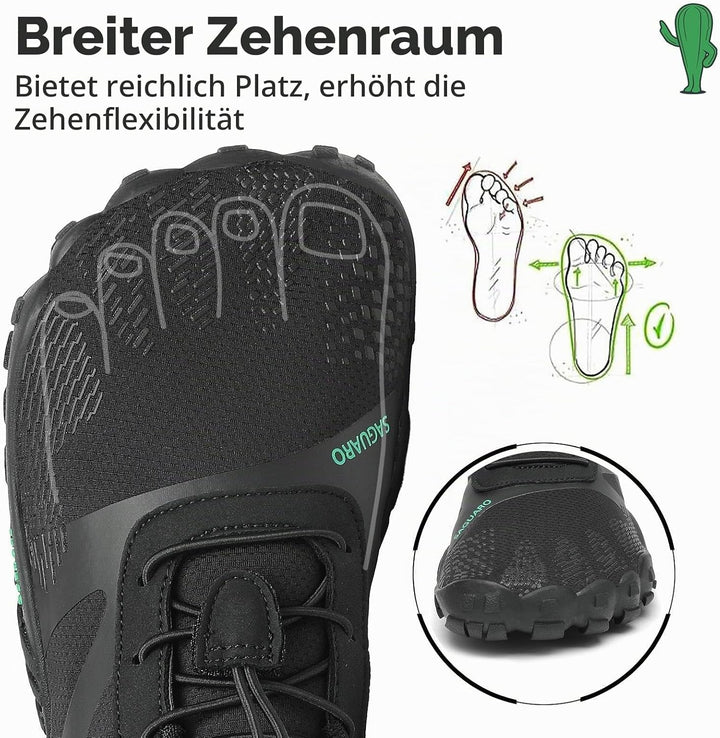 SAGUARO Unisex Barfussschuhe Leicht rutschfest Traillaufschuhe für Outdoor &amp; Indoor 36 EU Dunkles Sc