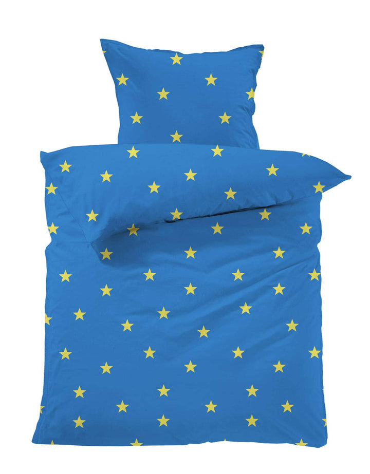 Lavea Kinderbettwäsche Set - Linus Kids 100 x 135cm + 40 x 60cm. Design: Sterne - Farbe: Blau 100% B
