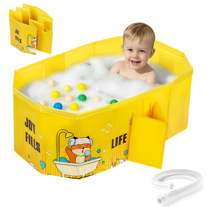 AUYAO Faltbare Badewanne Kinder Tragbare Säuglings Badewanne Baby mit Ablassschraube Integrierte Tra