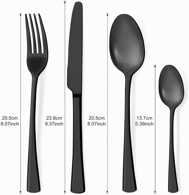 Bestdin Besteck Set 6 Personen, 24 teilig Edelstahl Besteckset Schwarz Matt, Essbesteck Set mit Mess