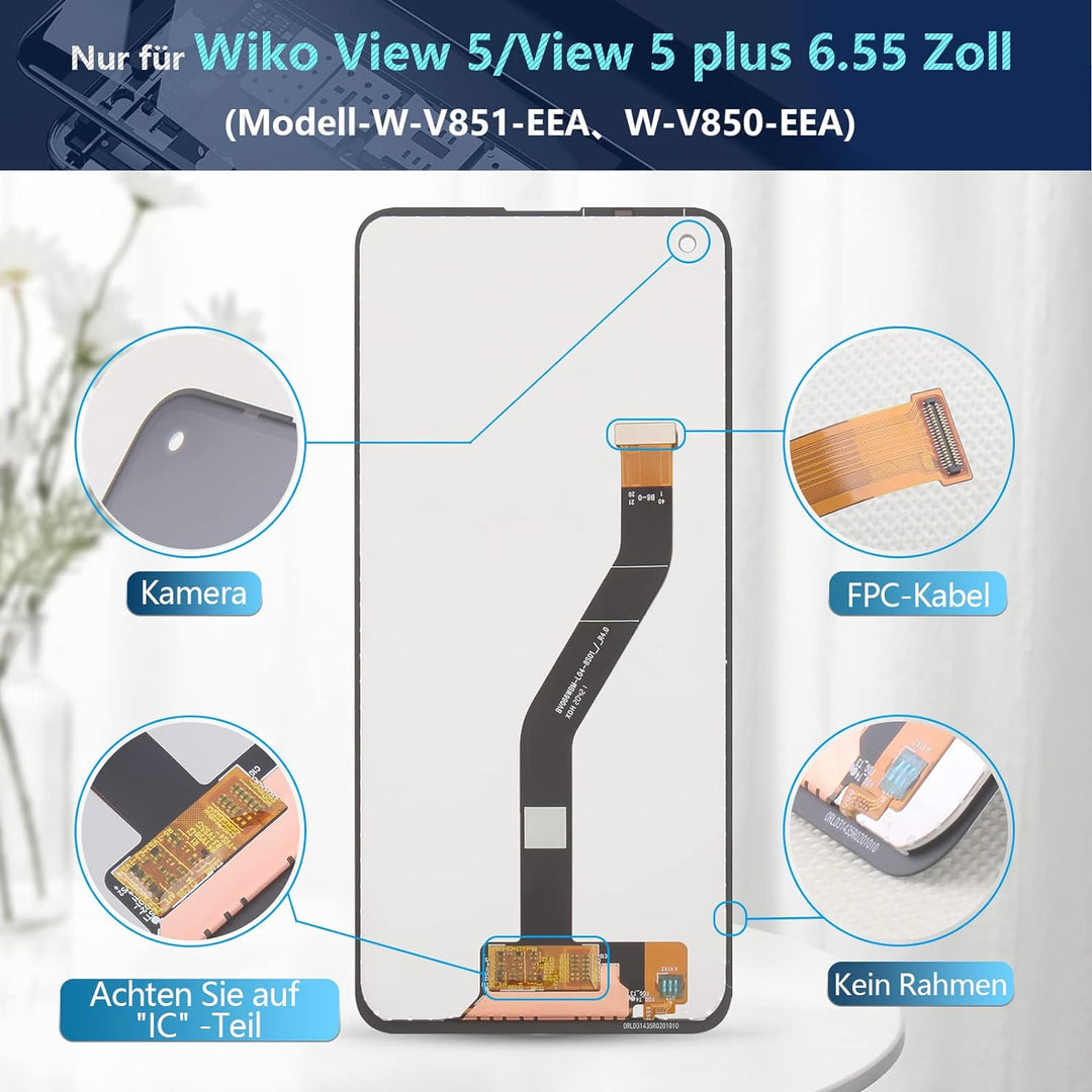 RongZy Display für Wiko View 5/View 5 Plus LCD Bildschirmersatz Digitizer Touchscreen Montiert Ersat