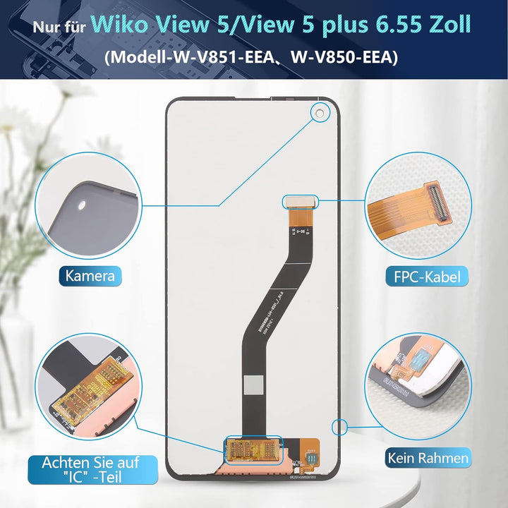 RongZy Display für Wiko View 5/View 5 Plus LCD Bildschirmersatz Digitizer Touchscreen Montiert Ersat