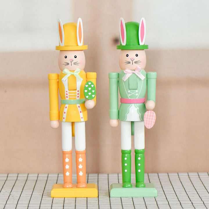Generisch 2 Stück Osterhasen Nussknackern, 12 Zoll Dekorative Nussknacker Figuren, Osterhasen Holznu