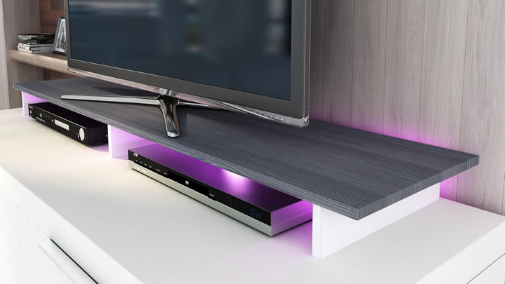 Vladon TV-Aufsatz Game, Made in Germany, Aufsatz für TV-Boards zur Erhöhung, Weiss matt/Avola-Anthra
