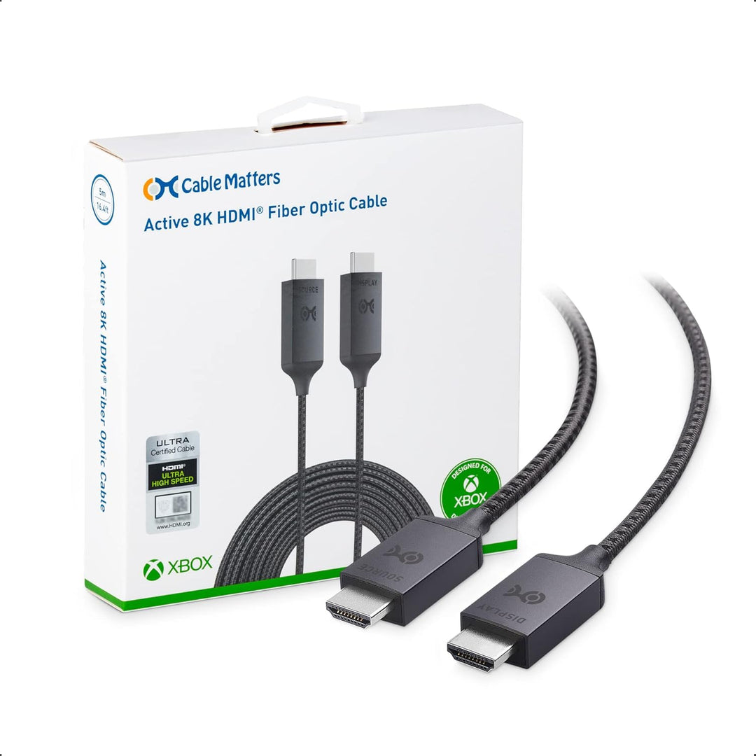 [Ultra-High-Speed-HDMI-Zertifiziert] Cable Matters 5m aktives HDMI Kabel (8K HDMI Glasfaserkabel, Gl