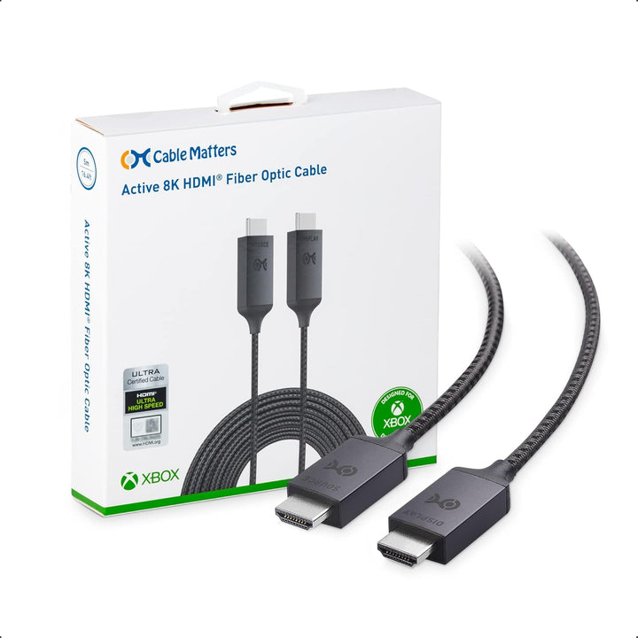 [Ultra-High-Speed-HDMI-Zertifiziert] Cable Matters 5m aktives HDMI Kabel (8K HDMI Glasfaserkabel, Gl