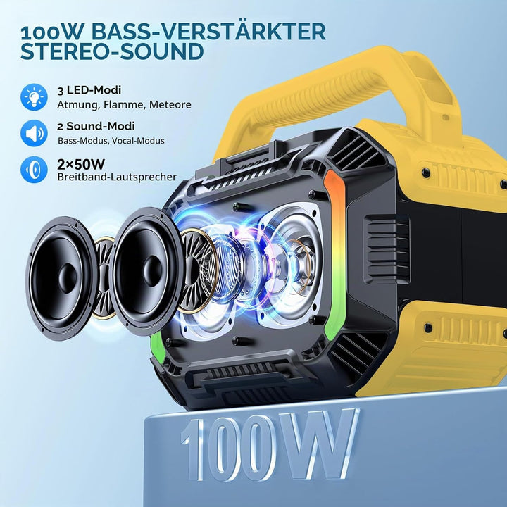 Wilody 100W Tragbare Bluetooth-Lautsprecher-Box,Bluetooth Lautsprecher mit Licht,Musikbox Bluetooth&