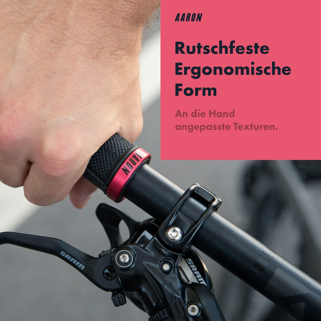 AARON MTB Fahrradgriffe mit Gel Auflagefläche - Lenkergriffe aus rutschfestem Gummi inkl. Lenkerendk