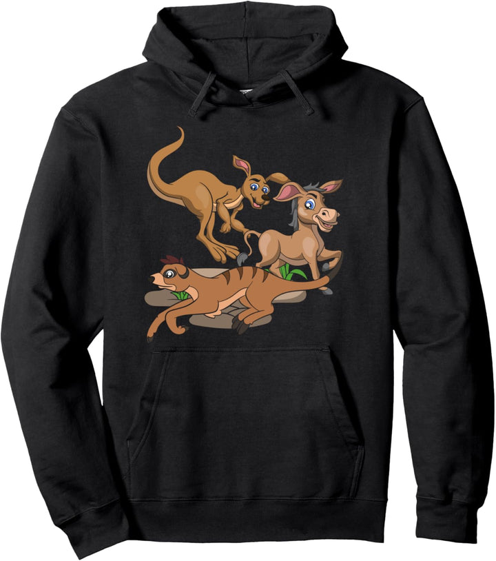 Lustiges Kinder Geschenk Erdmännchen Känguru Esel Tier Pullover Hoodie