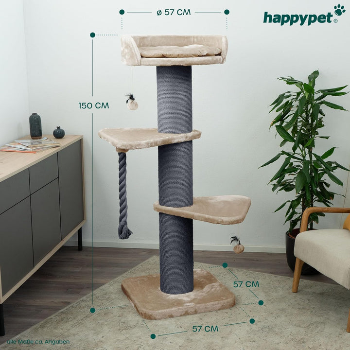 HAPPYPET Premium Kratzbaum Grosse Katzen Stabil 'Freddy' – 150 cm Grosser Katzenbaum, Kletterbaum fü
