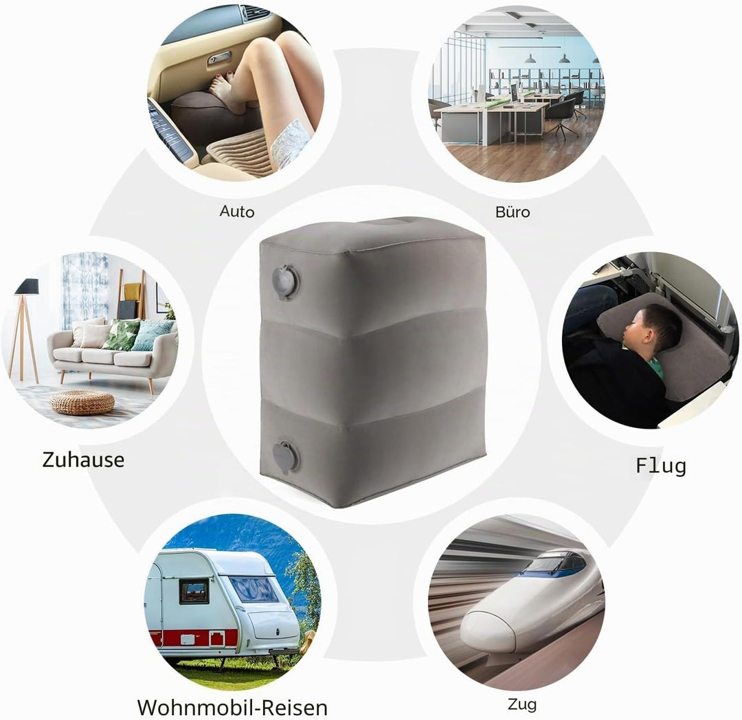 Maliton Fussstütze Flugzeug，Aufblasbare Fussstütze Kissen für Reisen Auto &amp; Zuhause &amp; Büro, Höhenver