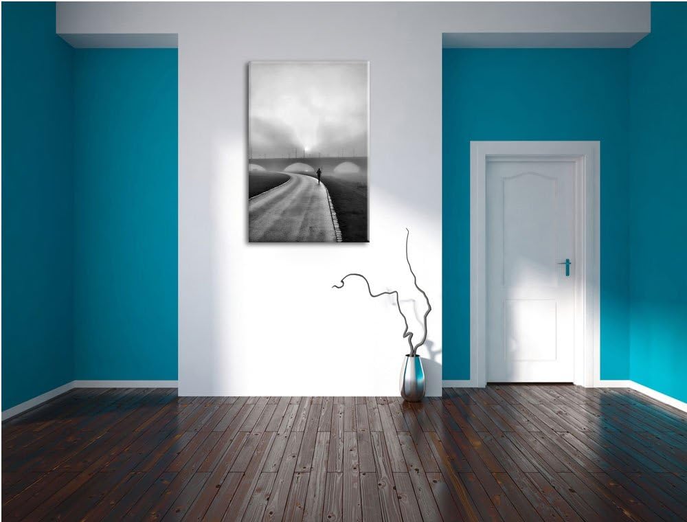 Pixxprint Monocrome, Läufer im Morgengrauen als Leinwandbild/Grösse: 100x70 cm/Wandbild/Kunstdruck/f