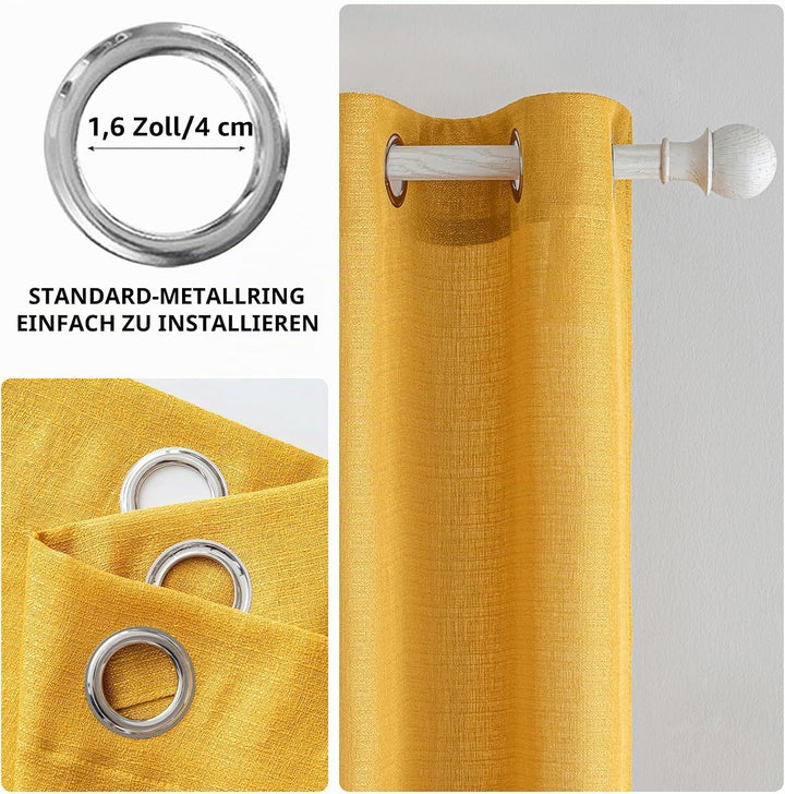 MIULEE 2er Set Voile Vorhang Sheer Leinenvorhang mit Ösen Transparente Unregelmässige Textur Gardine