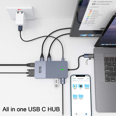 USB Docking Station Giq USB C Hub USB 3.0 to Dual HDMI VGA Adapter Triple Display Laptop Monitors Co