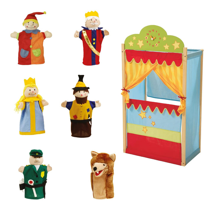 roba Kasperlefiguren aus Stoff, Handpuppenset 6-fach, Kinder Kasperpuppen für Puppentheater & Rollen