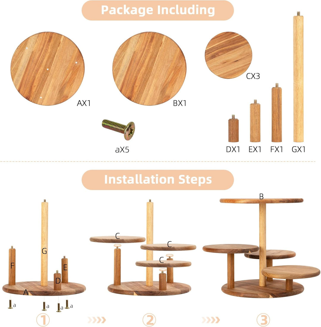 Etagere Tortenständer/Cupcake Ständer aus Holz 4 Etagen | Desser Halter Turm Serviertablett mit mehr