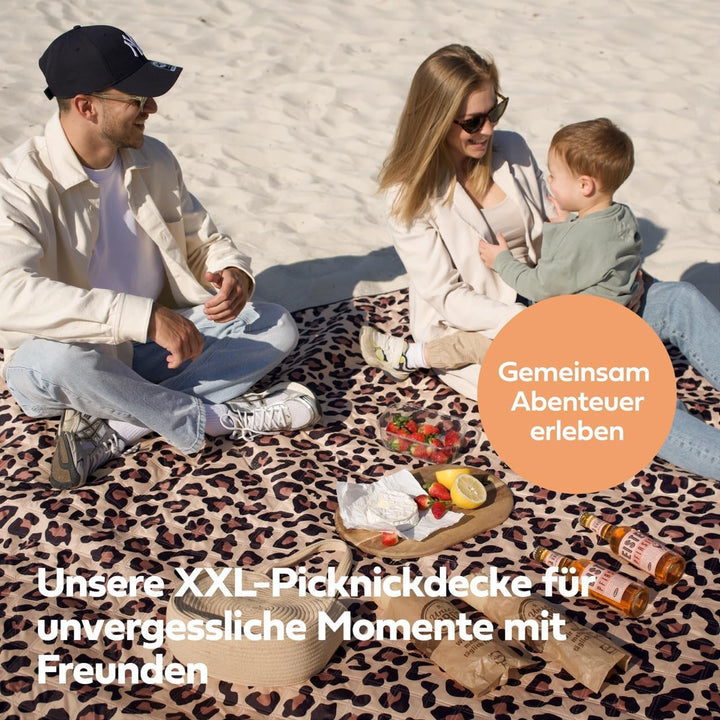 NAYA STUDIOS® Picknickdecken (Leo) - extra grosse Picknickdecke 200x200 cm - waschbare Campingdecke