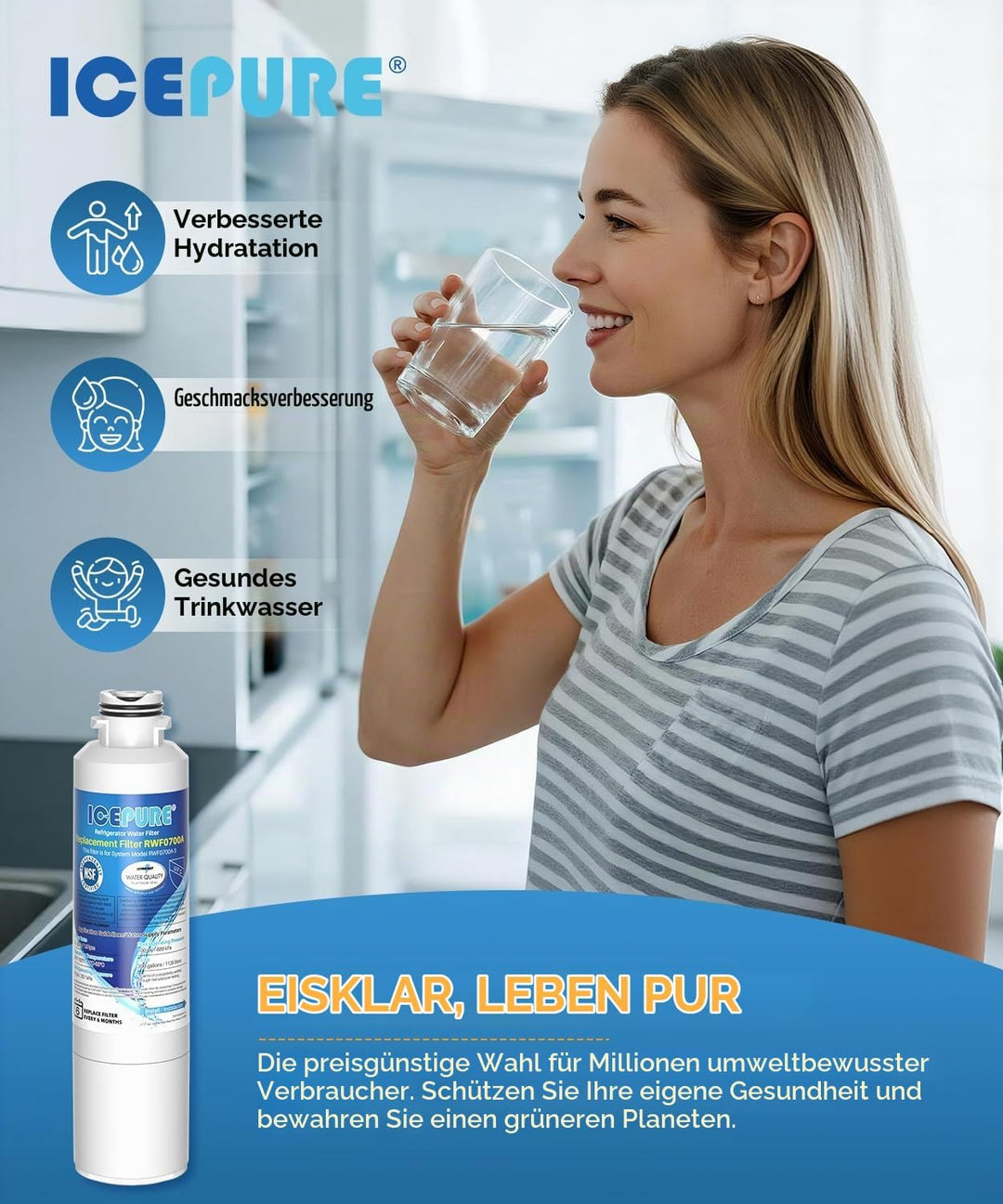 3er Pack IcePure Wasserfilter zu Ersatz Samsung, Kenmore, Sears, DA2900020A, DA2900020B, DA2900020A,