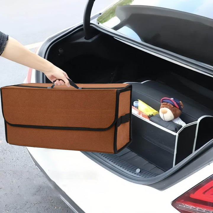 Kofferraum Organizer, Auto kofferraumtasche aus Filz mit Einlegeplatte, Klettband und Gummiband, Fal