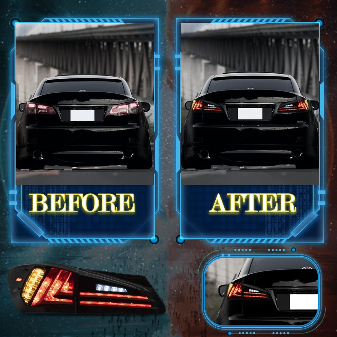 VLAND Rücklichter Kompatibel für Lexus IS250 IS350 2006-2012 Rücklichter mit Blinker. Geraucht Geräu