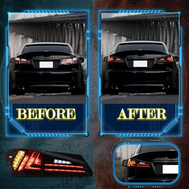 VLAND Rücklichter Kompatibel für Lexus IS250 IS350 2006-2012 Rücklichter mit Blinker. Geraucht Geräu