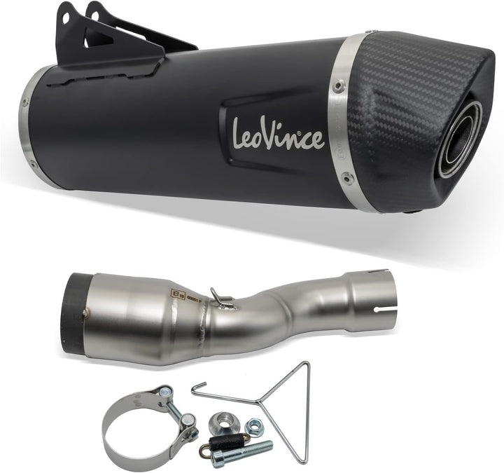 Endschalldämpfer/Auspuffanlage LeoVince SLIP-ON SBK EVO, Edelstahl schwarz, Carbon Kappe, mit Zulass